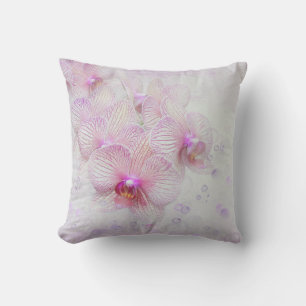 pink orchids and bubbles throw pillow