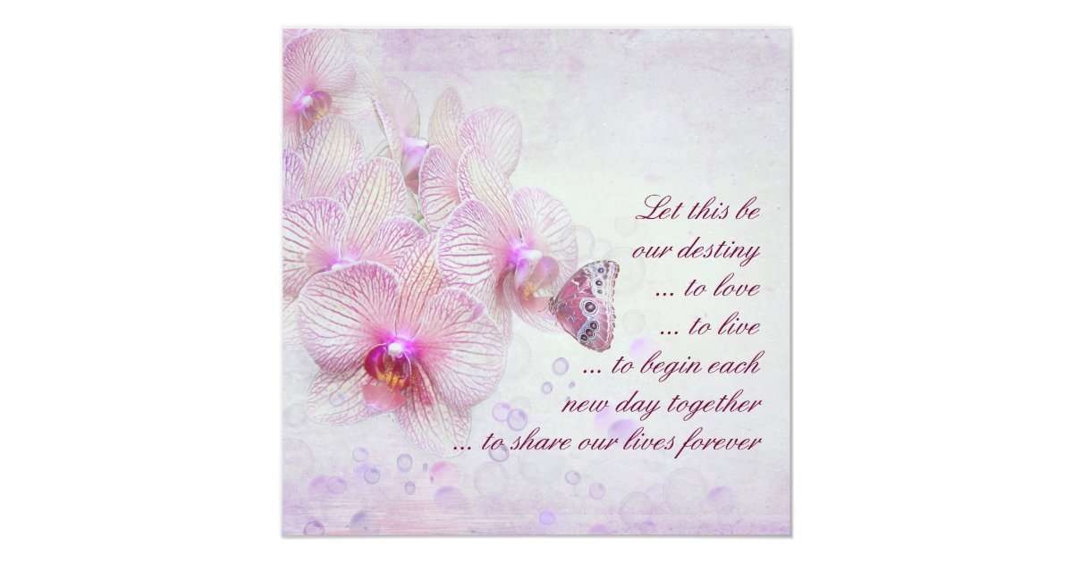 Pink Orchids and Butterfly Wedding Invitation | Zazzle