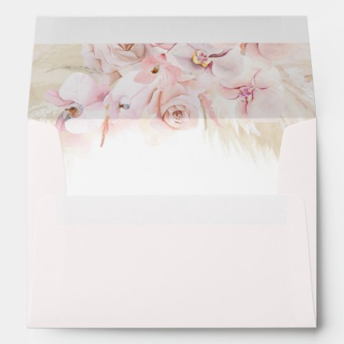 Pink Orchids and Pampas Grass Baby Shower Envelope