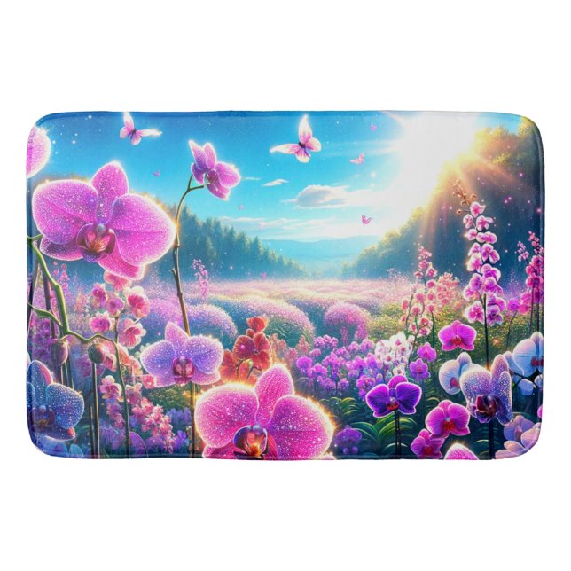 Pink Orchids Bath Mat (Front)