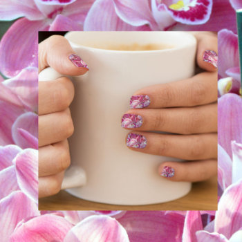 Pink Orchids - Floral Minx Nail Wraps by CatsEyeViewGifts at Zazzle