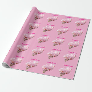 Pink Orchids “Happy Easter” Wrapping Paper