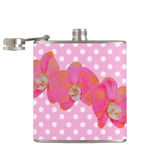 Pink Orchids Hip Flask (Opened)