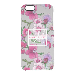 Pink Orchids In Bloom   Add Your Name Clear iPhone 6/6S Case