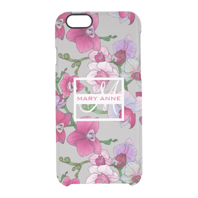 Pink Orchids In Bloom | Add Your Name Uncommon iPhone Case (Back)