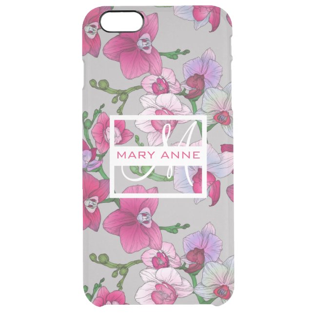 Pink Orchids In Bloom | Add Your Name Uncommon iPhone Case (Back)