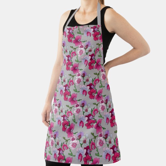 Pink Orchids In Bloom Apron (Insitu)