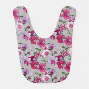 Pink Orchids In Bloom Baby Bib