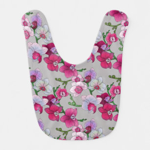 Pink Orchids In Bloom Baby Bib