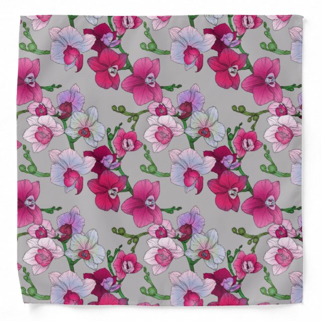 Pink Orchids In Bloom Bandana (Front)