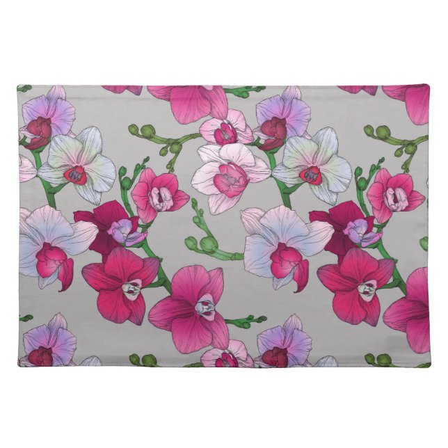 Pink Orchids In Bloom Cloth Placemat (Front)