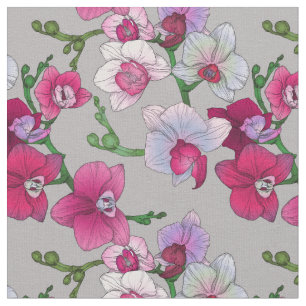 Pink Orchids In Bloom Fabric
