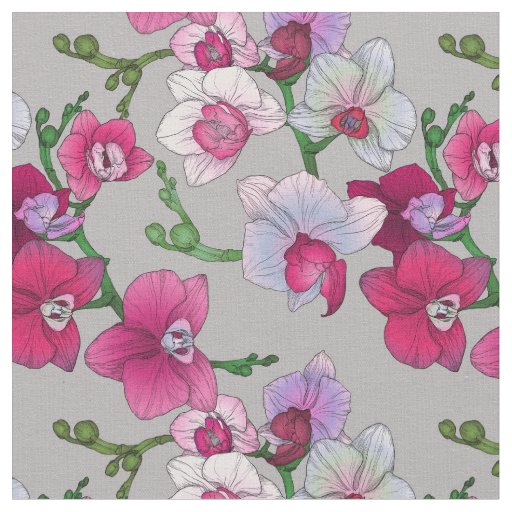 Pink Orchids In Bloom Fabric