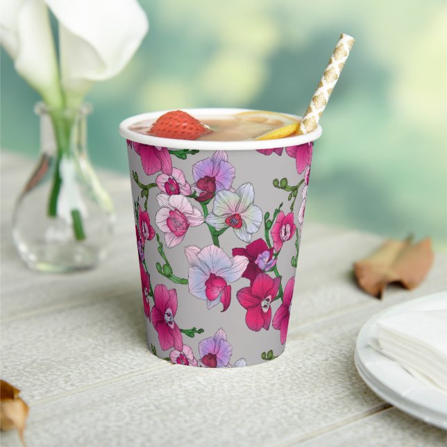 Pink Orchids In Bloom Paper Cups (Insitu)