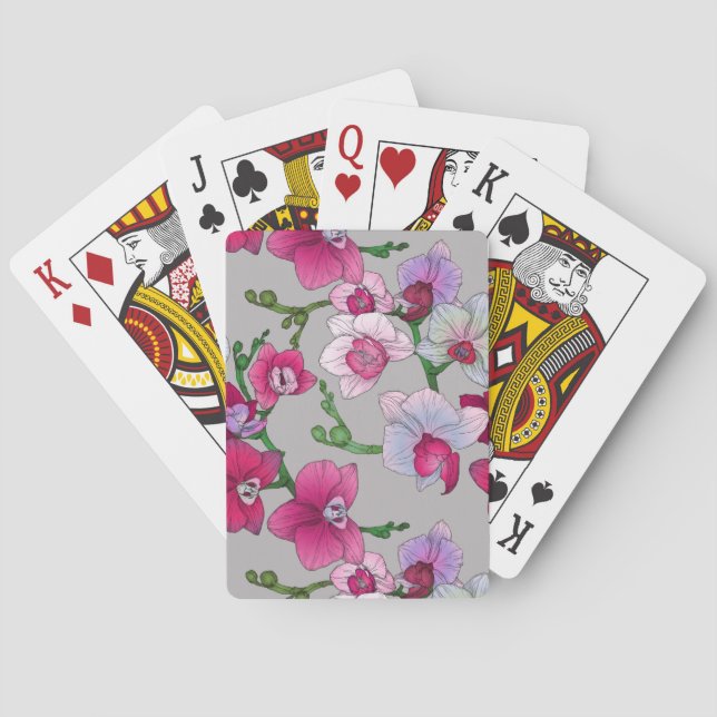 Pink Orchids In Bloom Poker Cards (Back)