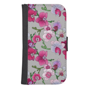 Pink Orchids In Bloom Wallet Phone Case For Samsung Galaxy S4