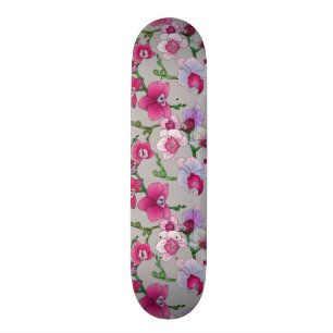 Pink Orchids In Bloom Skateboard Deck