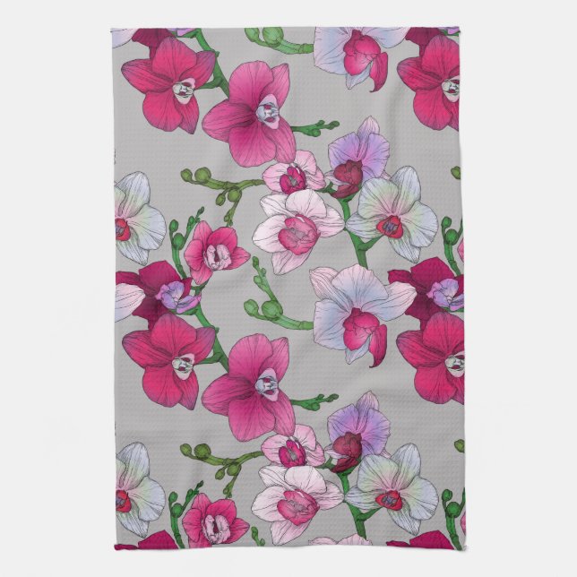 Pink Orchids In Bloom Towel (Vertical)