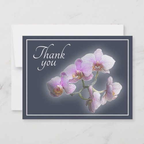 Pink Orchids in Shades of Gray Backdrop Thank You Postcard