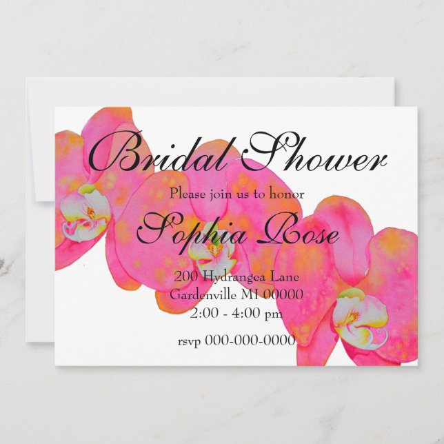 Pink Orchids Invitation (Front)