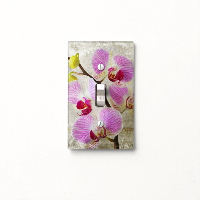 Pink Orchids Light Switch Cover (In Situ)