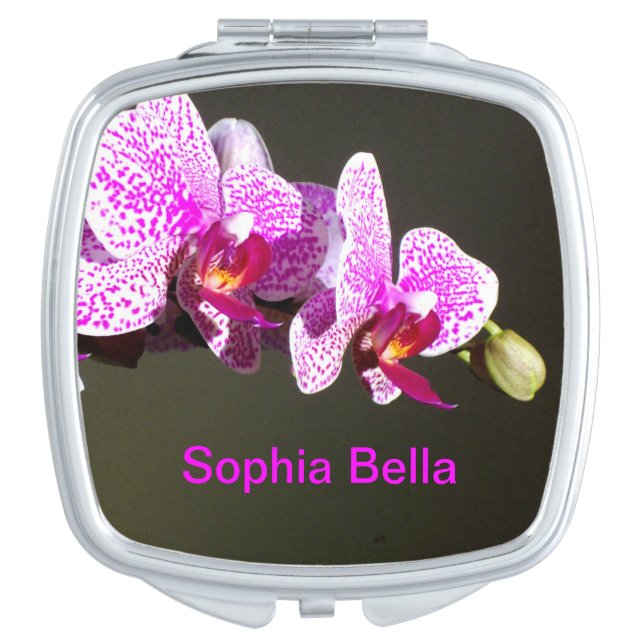 Pink Orchids Makeup Mirror (Front)