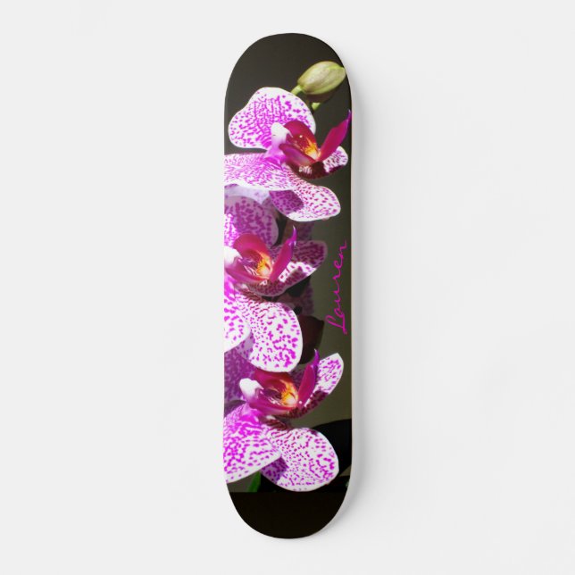 Pink Orchids -  monogram Skateboard Deck (Front)