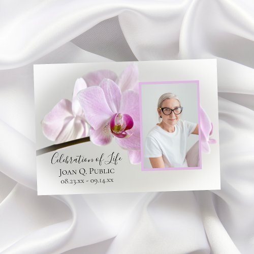Pink Orchids on Stem Celebration of Life Invitation