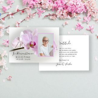 Pink Orchids on Stem Funeral Sympathy Thank You Card