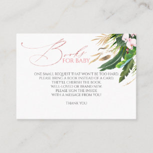 Pink Orchids Palm Leaves Baby Books Request Card