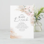 Pink Orchids Pampas Grass Brunch Baby Shower Invitation (Standing Front)