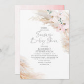 Pink Orchids Pampas Grass Surprise Baby Shower Invitation (Front/Back)