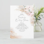 Pink Orchids Pampas Grass Surprise Baby Shower Invitation (Standing Front)