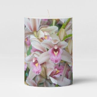 Pink Orchids Pillar Candle