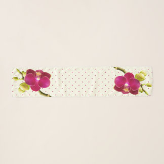 Pink Orchids & Polka Dots Long Chiffon Scarf