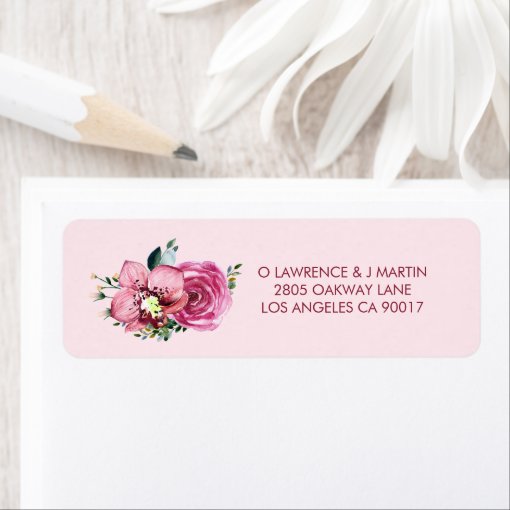 Pink Orchids & Roses Label | Zazzle