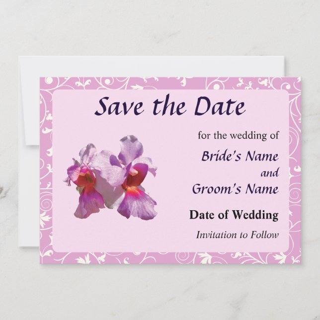 Pink Orchids Save the Date (Front)