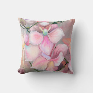 Pink Orchids Throw Pillow