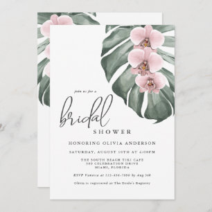 Pink Orchids Tropical Paradise Bridal Shower Invitation