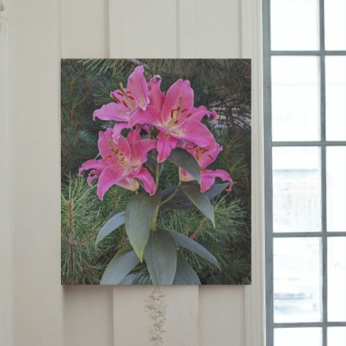 Pink Oriental Lilies Floral Canvas Print