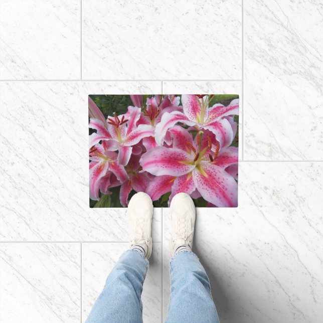Pink Oriental Lilies Floral Doormat (Indoor)