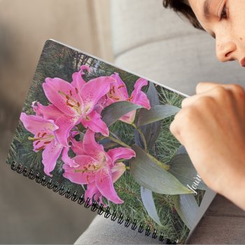 Pink Oriental Lilies Floral Notebook by northwestphotos at Zazzle