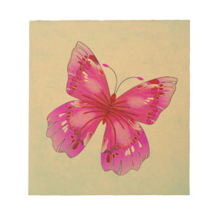 Pink Oriental vintage butterfly art Notepad