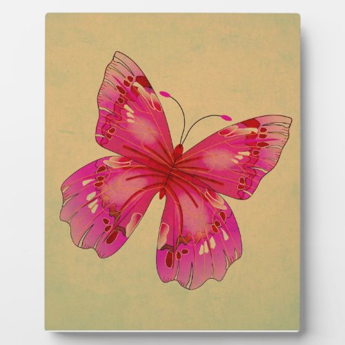 Pink Oriental vintage butterfly art Plaque