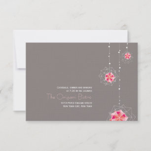 Pink Origami Hanging Ornament Lights Asian Wedding Invitation