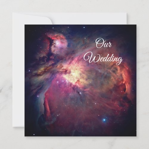 Pink Orion Nebula Space Photo Cosmic Wedding Invitation