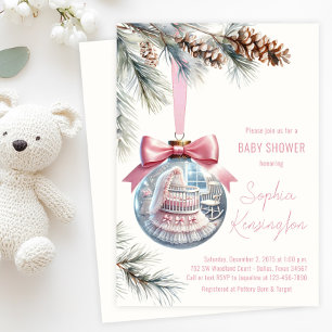 Pink Ornament Baby Shower Invitation