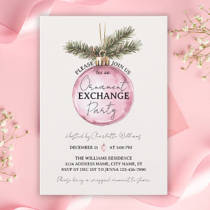 Pink Ornament Exchange Christmas Party Invitation