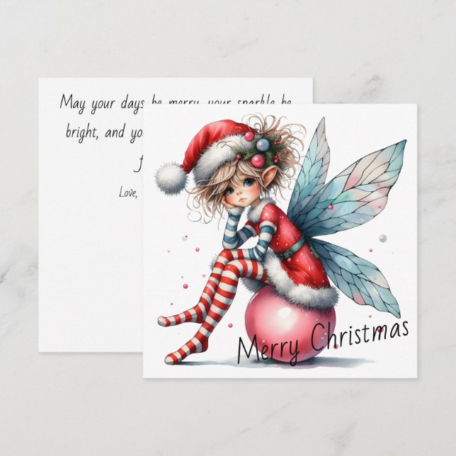 Pink Ornament Fairy – Holiday Card (Front/Back)