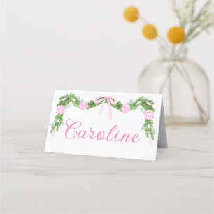 Pink Ornament Garland Christmas Place Card